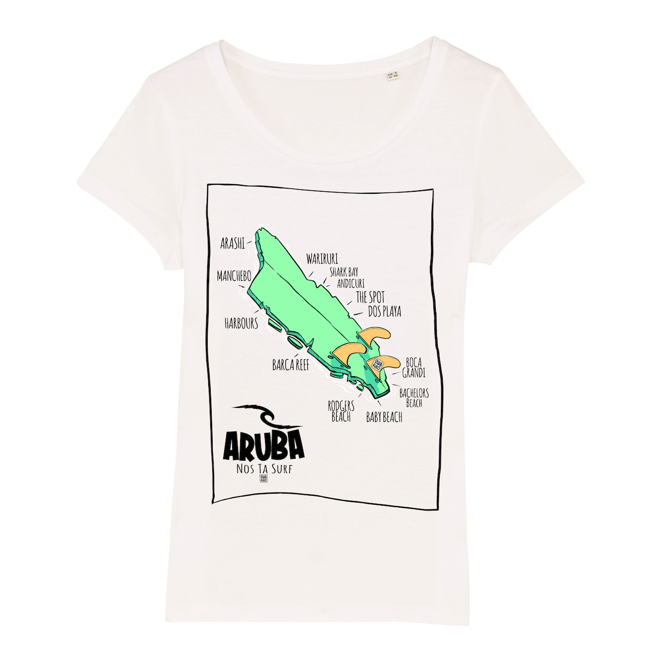Surf T-shirt Aruba Island women, white
