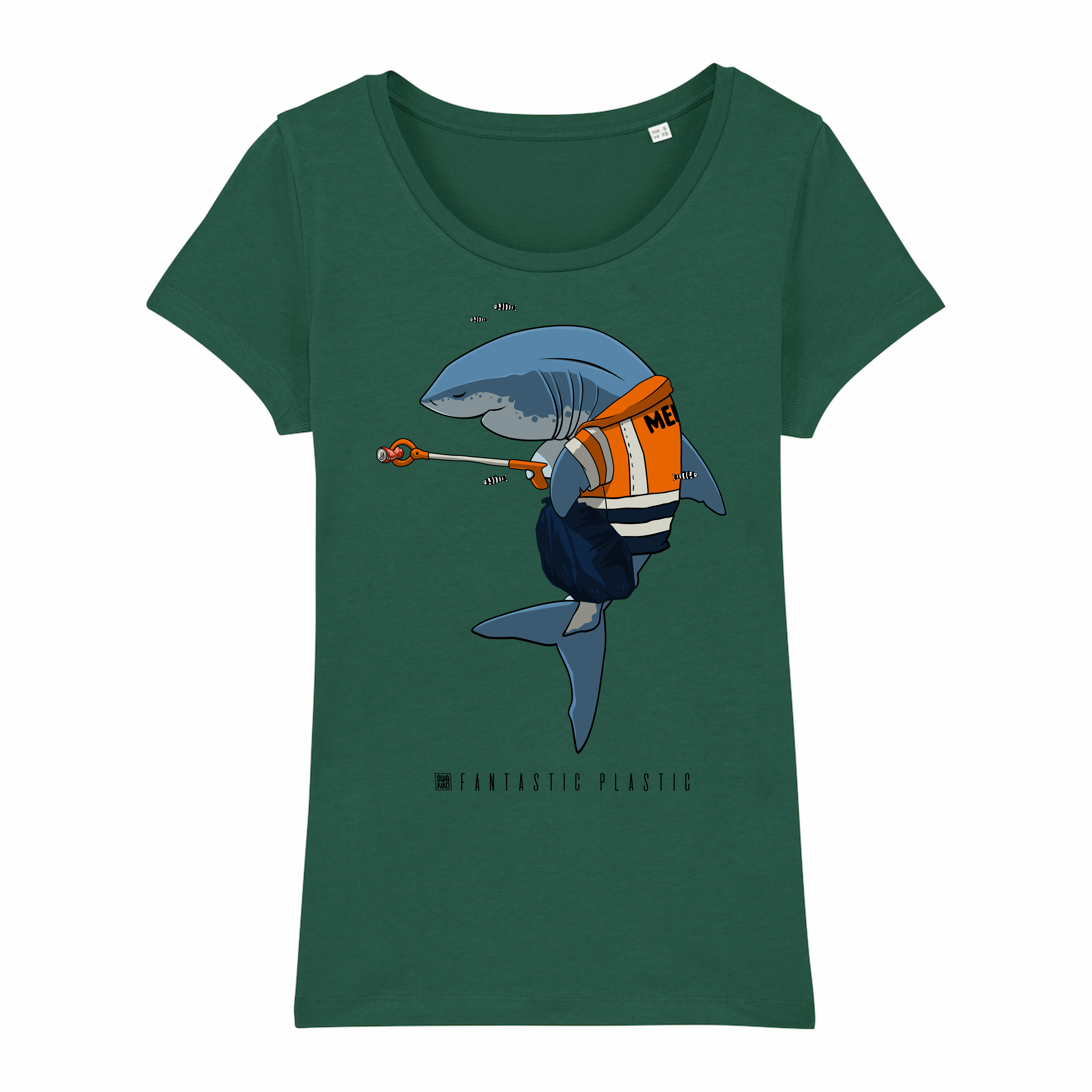 Surf t-shirt women green, Cleaning Shark