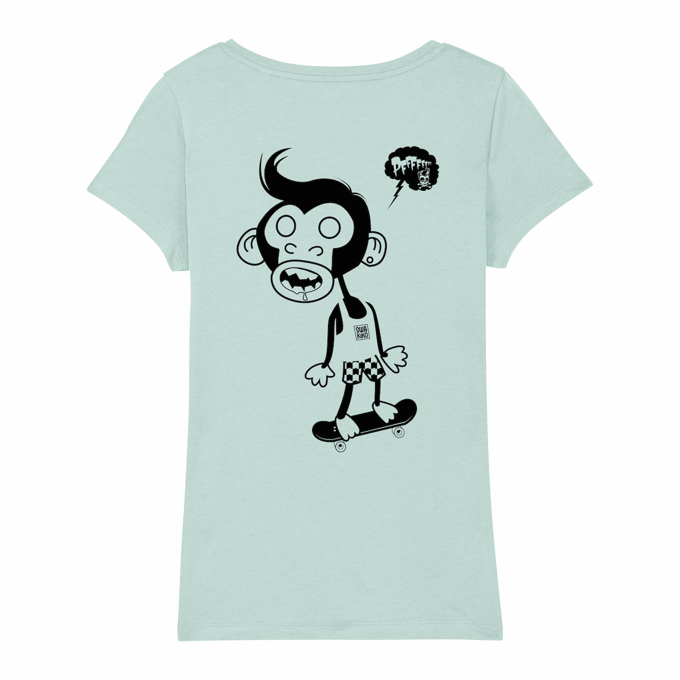 Skate T-shirt women, Monkey caribbean bue