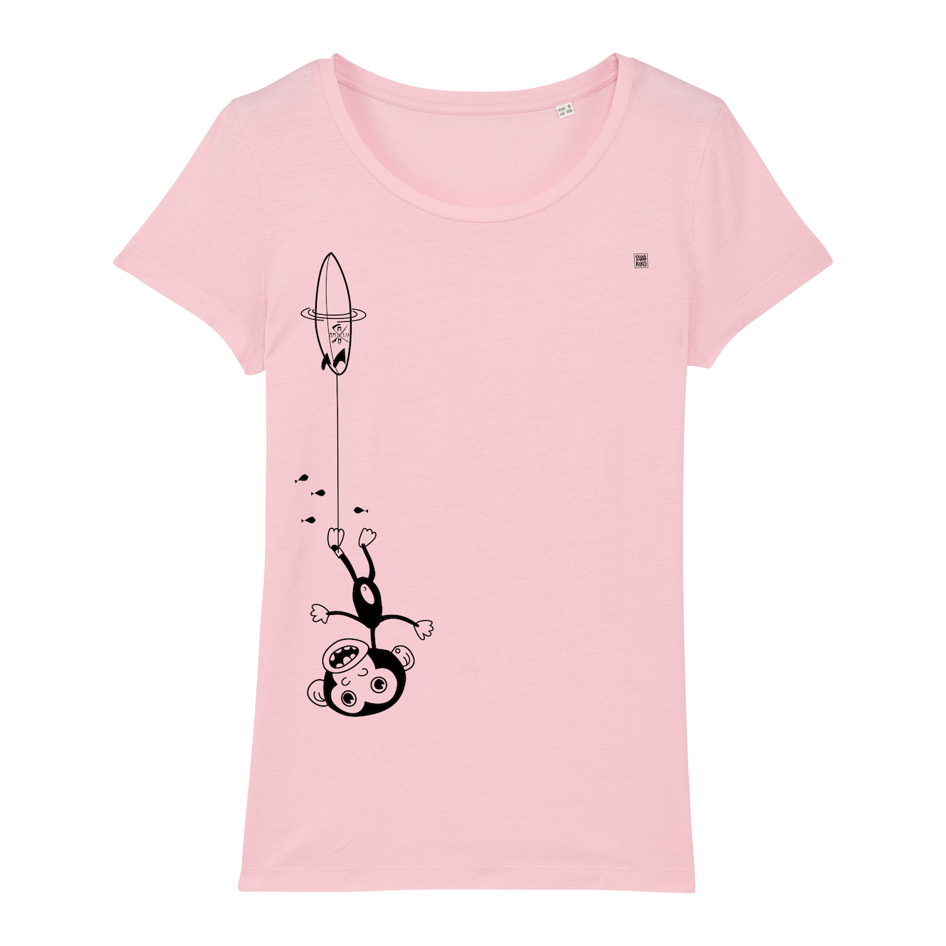 Surf t-shirt women, kook downunder, pink
