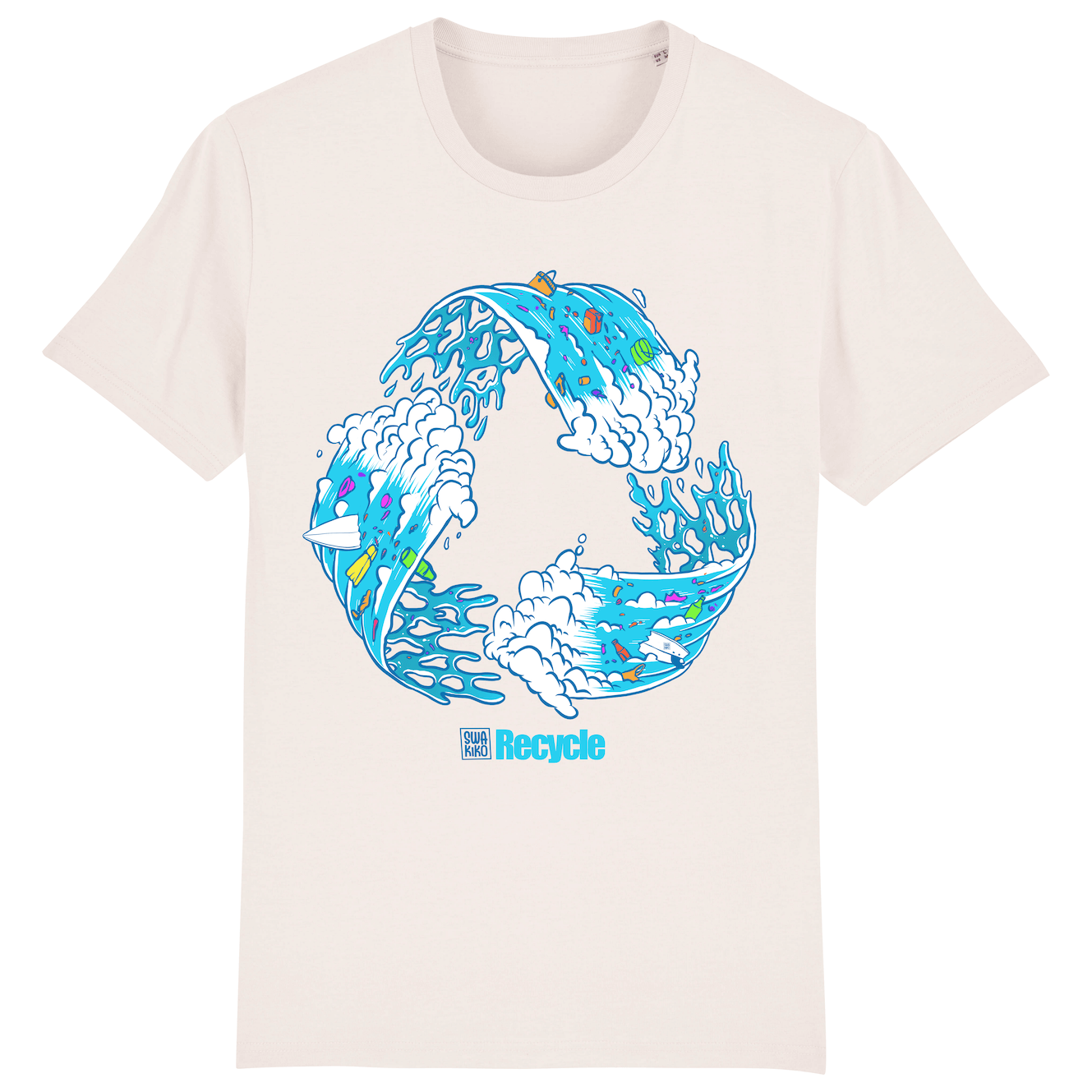 Surf T-shirt Recycle Wave, white , men