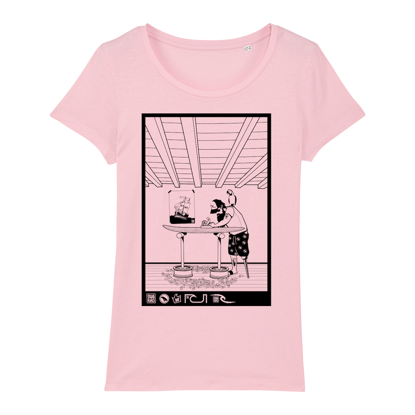 Surf T-shirt women, The Shaper, pink