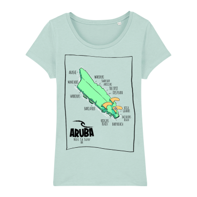 Surf T-shirt Aruba Island women, caribbean blue