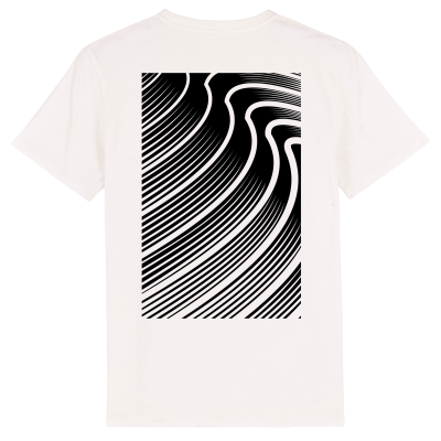 Wit T-shirt met kunstzinnig surf-golven design - Vang de kracht van de zee in stijl