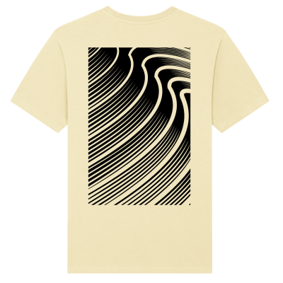 Geel T-shirt met kunstzinnig surf-golven design - Vang de kracht van de zee in stijl