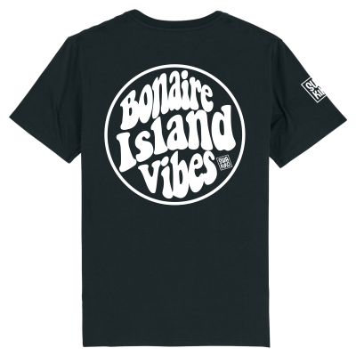 Zwart Bonaire Island Vibes T-shirt in vrolijk retro letter stijl