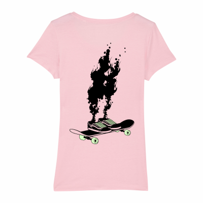 Skate T-shirt women, spontaneous combustion, pink