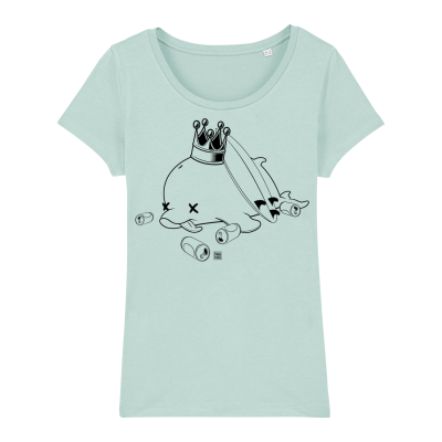 Surf t-shirt women, drunk dolphin, caribbean blue