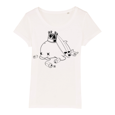 Surf t-shirt women, drunk dolphin, white