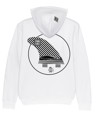 Surf Hoodie Dark Wave Fin, white