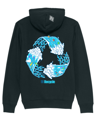 Hoodie, Recycle Wave, black