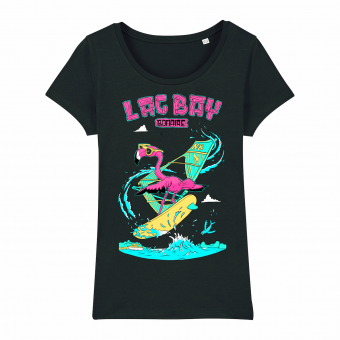 Lac Bay Freeslyle Flamingo, women black T-shirt