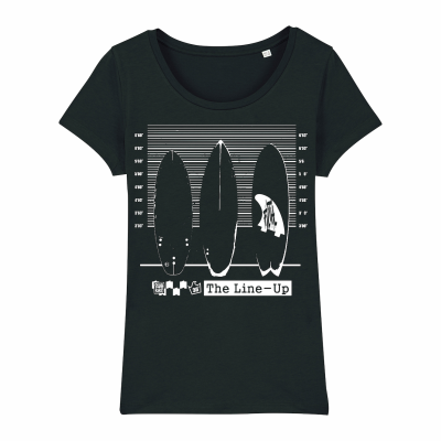 Surf t-shirt women, the line-up, black T-shirt