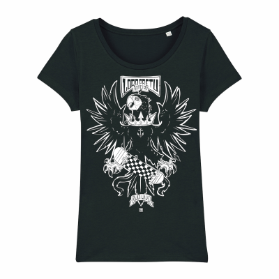 Skate T-shirt women, black parrot, black