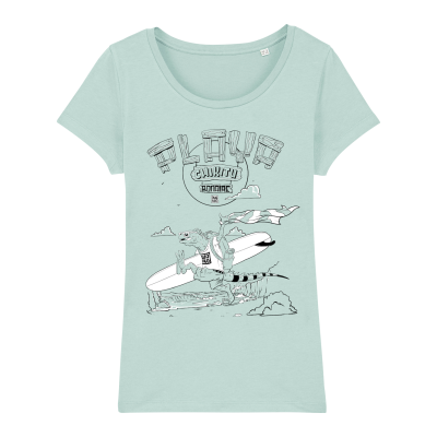 Playa Chikitu surf T-shirt women, Caribbean blue