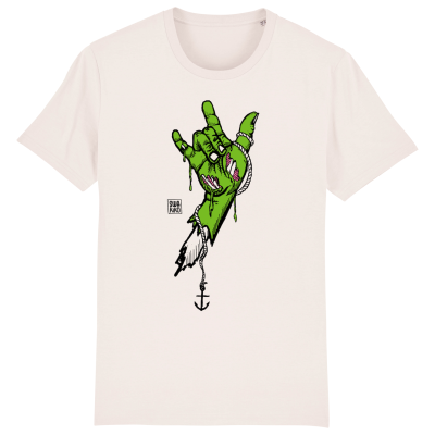 Wit t-shirt men groene rock hand met een anker