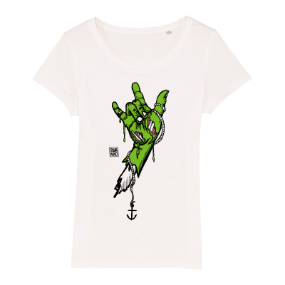 Surf t-shirt women, Surflife Rocks, white T-shirt