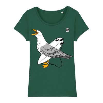 Surf t-shirt women green, Wahine Seagull