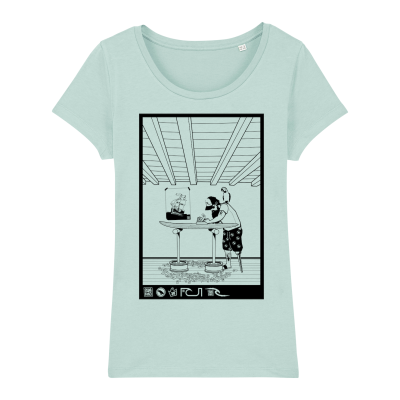 Surf T-shirt women, The Shaper, caribbean blue