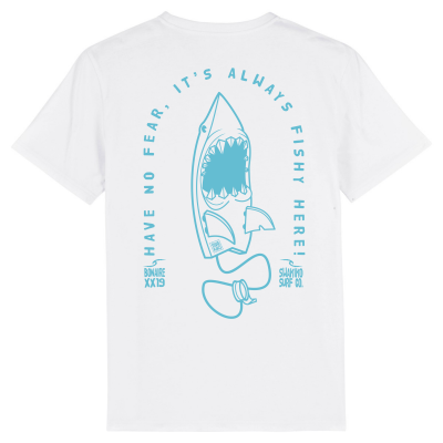 Nieuwste surfboard-haai design op wit T-shirt - Unieke stijl voor de echte surfers