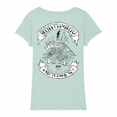 South Bay, back print women, caribbean blue T-shirt