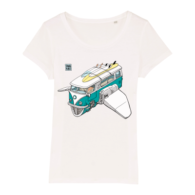 Surf t-shirt women white, Volkswagon Surfship