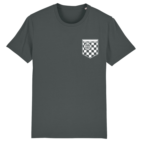 Antraciet T-shirt met het witte geblokte SWAKiKO borstlogo